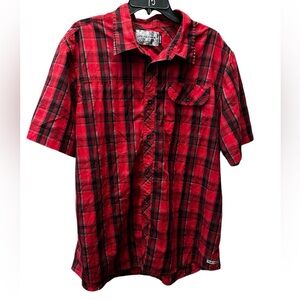 Realtree red black Plaid Short Sleeve‎ Button Up Lightweight Shirt XL